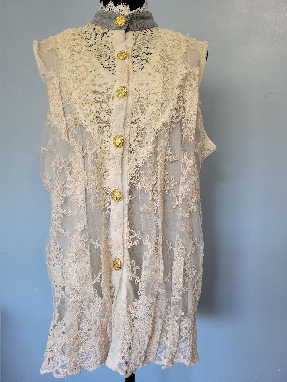 Unbranded Women's Lace Tunic Top Ivory S?